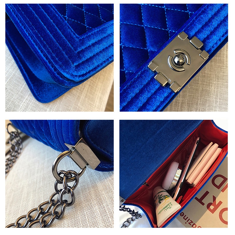 Velvet Quilted Shoulder Bags IMELDIFIQUE